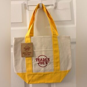 Trader Joe's Yellow and Cream Mini Tote Bag. NWT